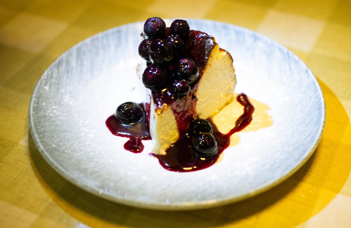 Cheesecake berry sauce at La Petite Colline, Muswell Hill