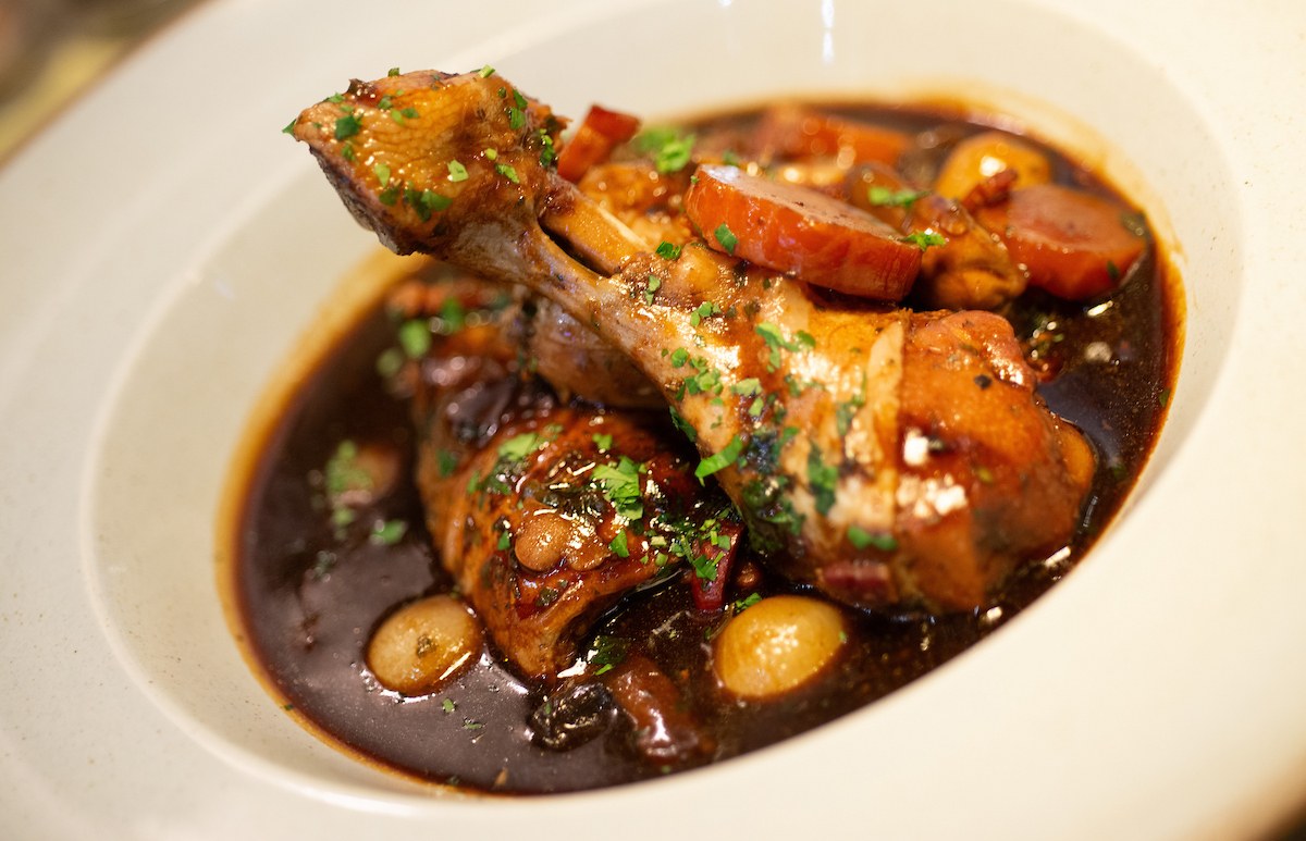 Chicken red wine sauce at La Petite Colline, Muswell Hill