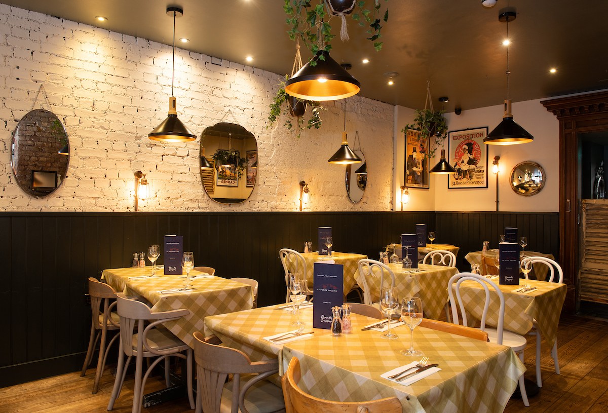 French bistro dining room at La Petite Colline, Muswell Hill